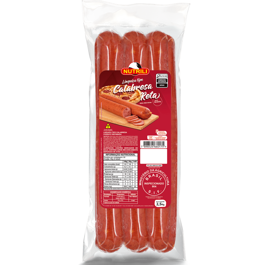 Linguiça Calabresa Reta Nutrili Linguiça Calabresa Reta Nutrili